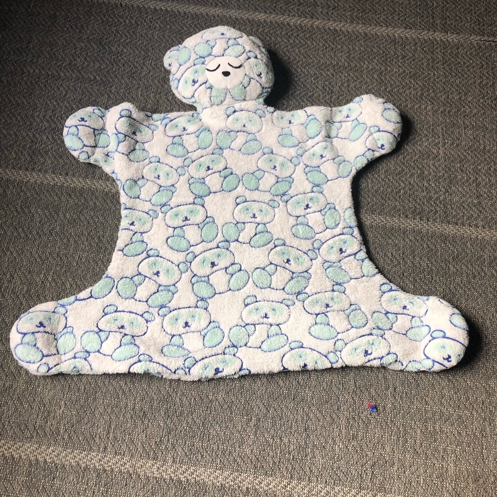 Light Blue and White Bear Lovey Comfort Blanket